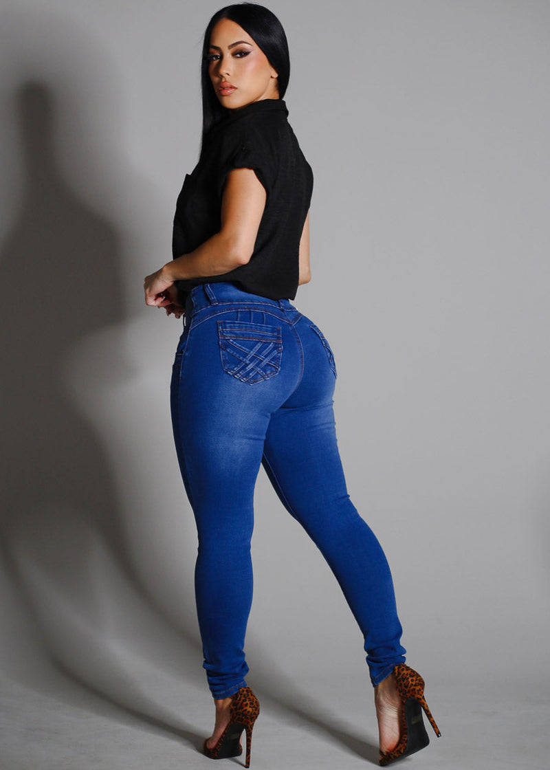Levantacola High Waisted Skinny Jeans Indigo