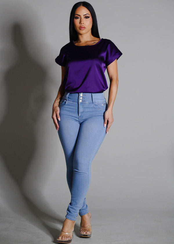 Levantacola Super High Waist Skinny Jeans Light Wash