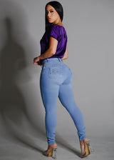 Levantacola Super High Waist Skinny Jeans Light Wash