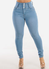 Levantacola Super High Waist Skinny Jeans Light Wash