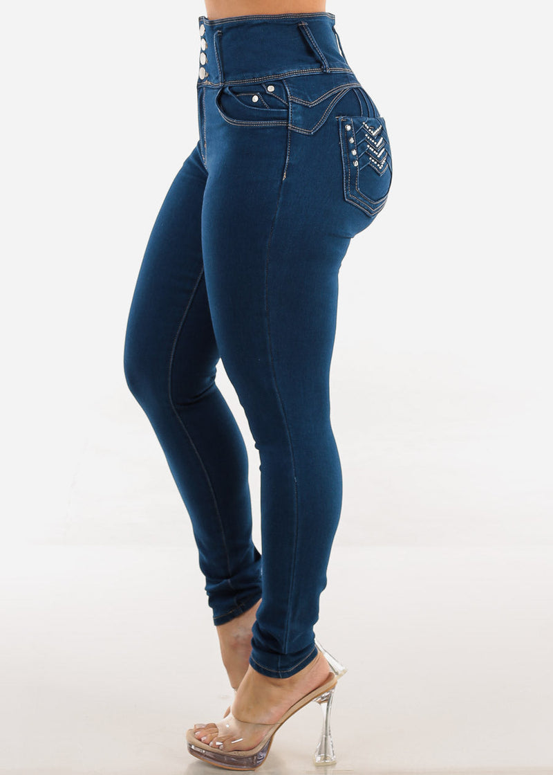 Levantacola Super High Waist Skinny Jeans Indigo
