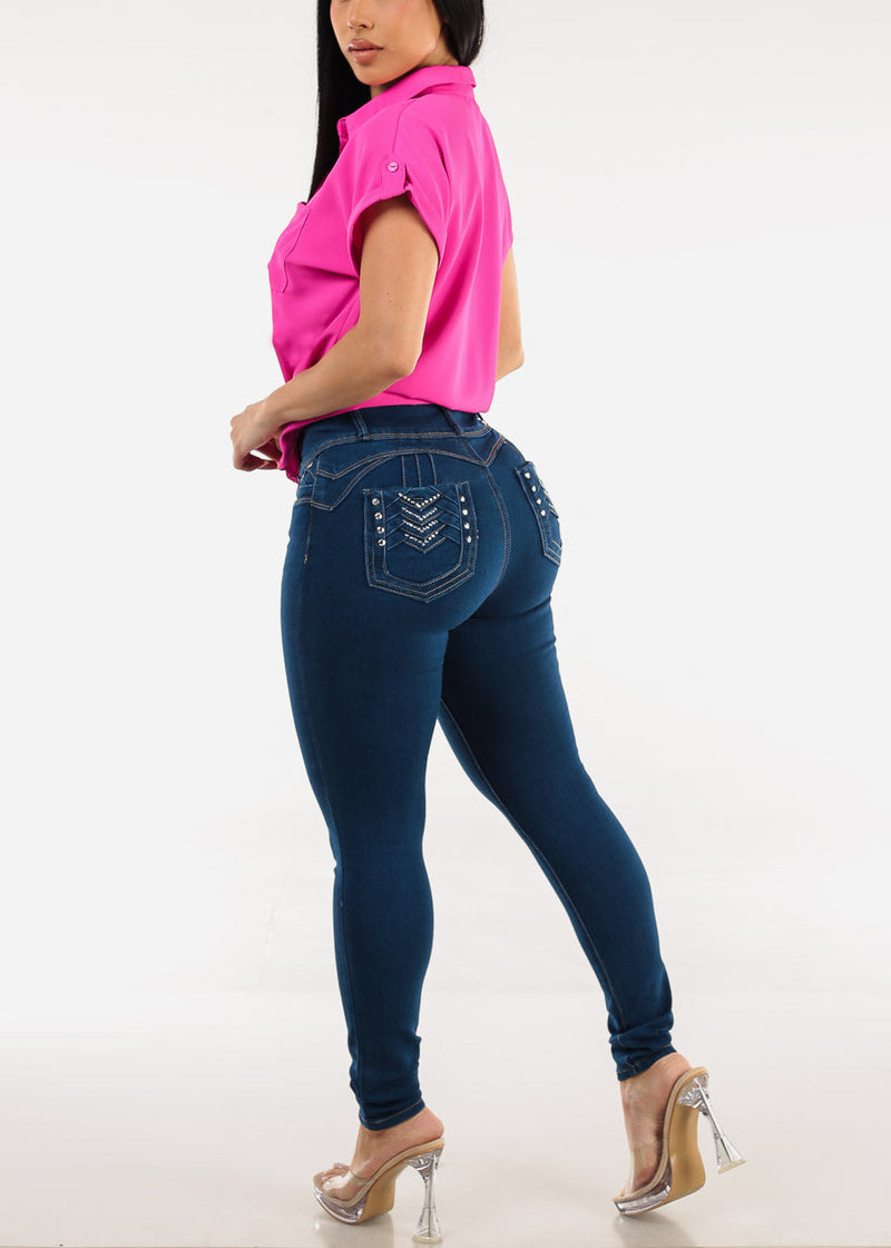 Levantacola Super High Waist Skinny Jeans Indigo
