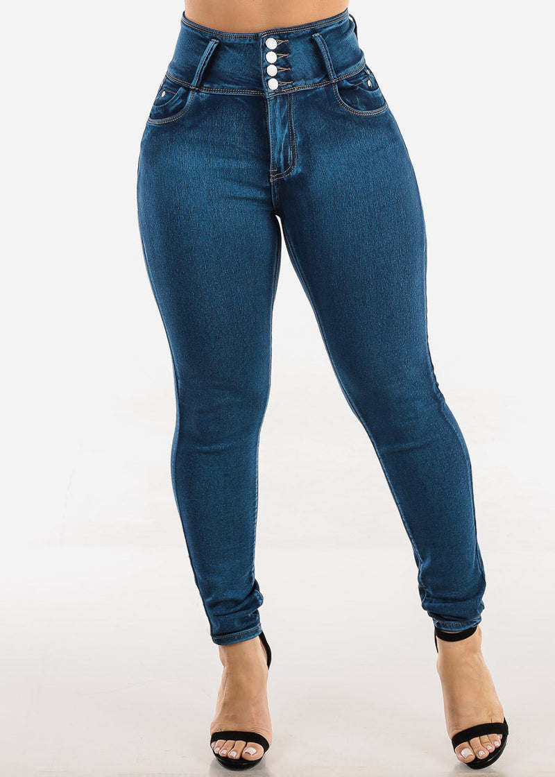 Levantacola Super High Waist Skinny Jeans Med Sand Wash