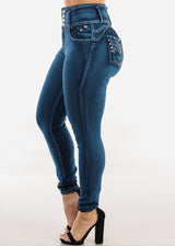 Levantacola Super High Waist Skinny Jeans Med Sand Wash