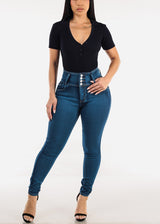 Levantacola Super High Waist Skinny Jeans Med Sand Wash