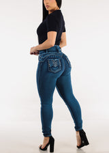 Levantacola Super High Waist Skinny Jeans Med Sand Wash