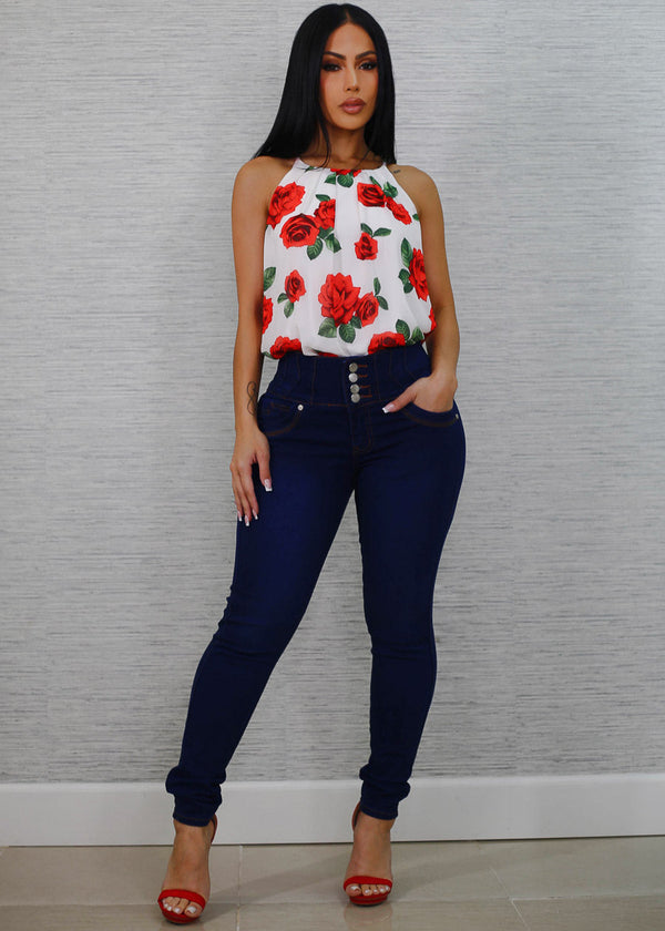 Levantacola Thick Waist Stretchy Skinny Jeans Dark Wash
