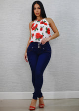 Levantacola Thick Waist Stretchy Skinny Jeans Dark Wash