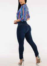 Levantacola Thick Waist Stretchy Skinny Jeans Dark Wash