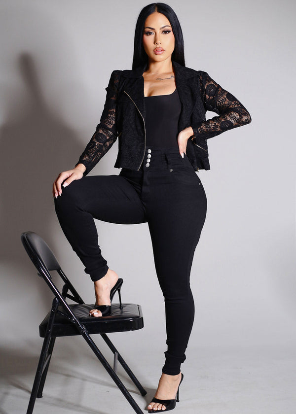 Levantacola Super High Waist Black Skinny Jeans
