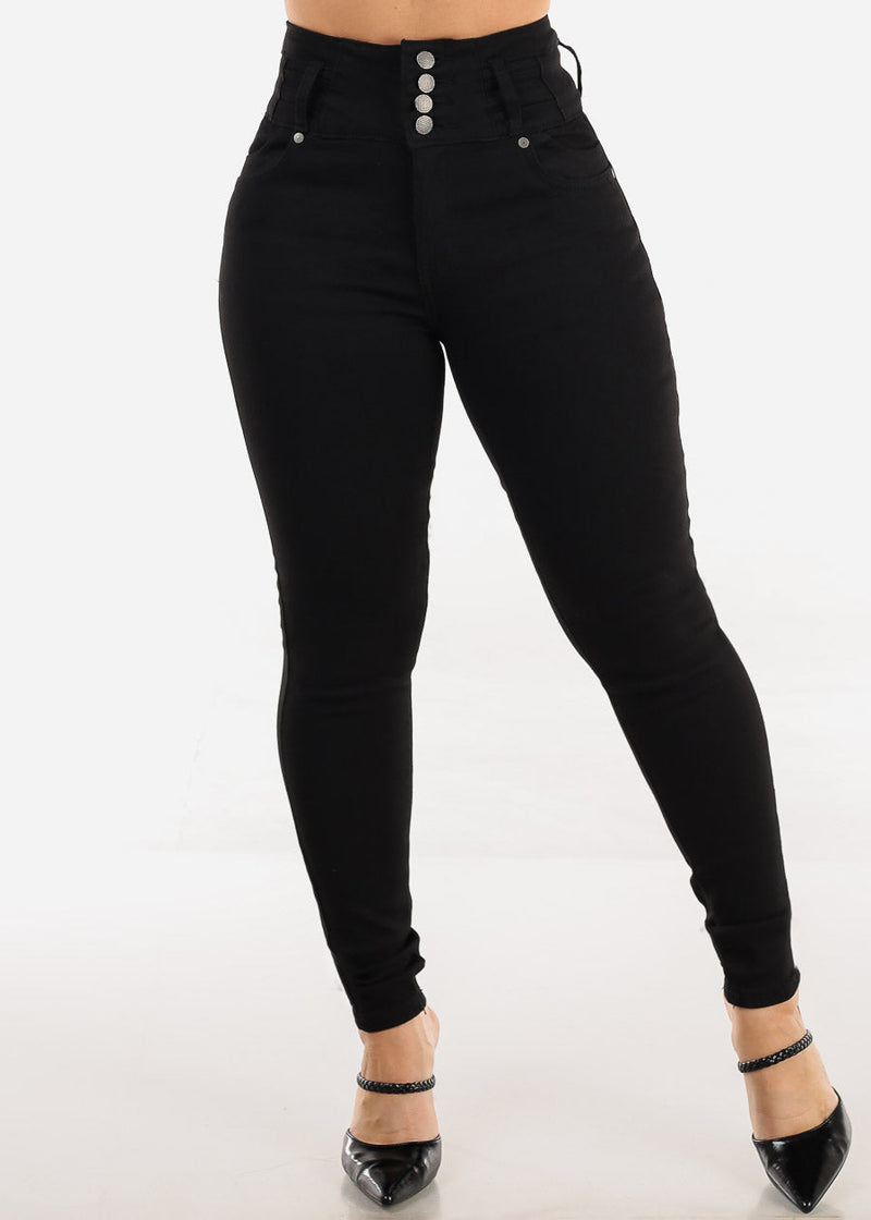 Levantacola Super High Waist Black Skinny Jeans