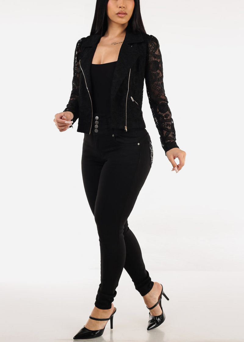 Levantacola Super High Waist Black Skinny Jeans