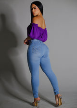 Levantacola Super High Waist Light Skinny Jeans