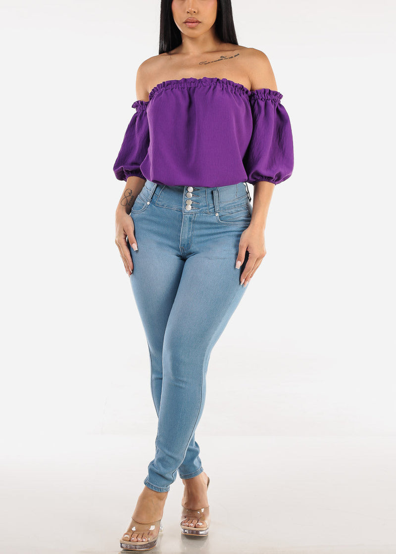 Levantacola Super High Waist Light Skinny Jeans