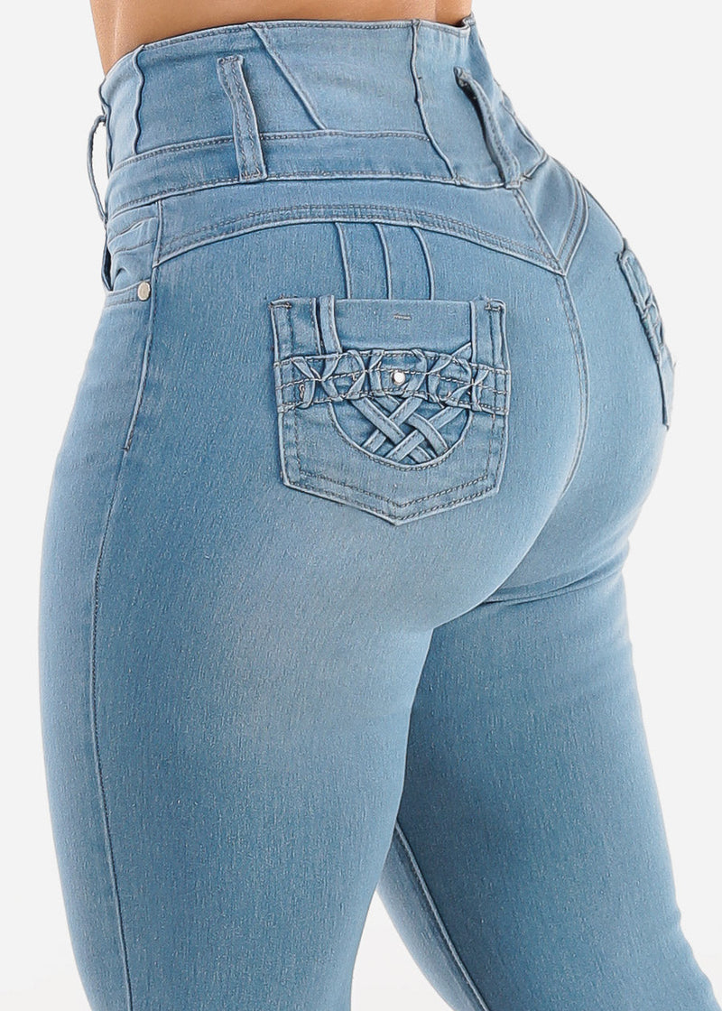 Levantacola Super High Waist Light Skinny Jeans