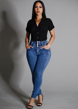 Levantacola Super High Waist Skinny Jeans w Pocket Design