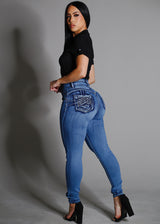 Levantacola Super High Waist Skinny Jeans w Pocket Design