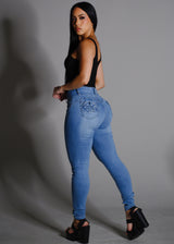 Butt Lifting High Rise Light Blue Skinny Jeans