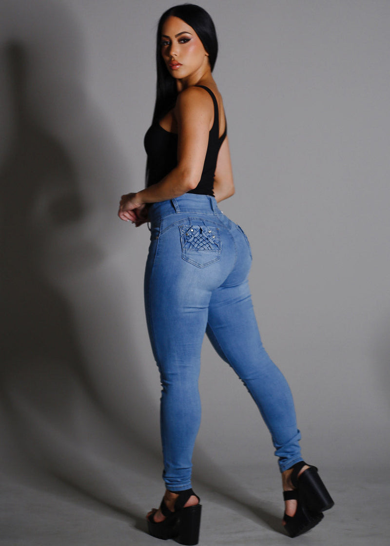 Butt Lifting High Rise Light Blue Skinny Jeans