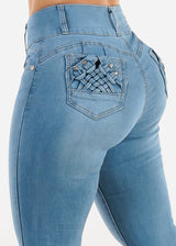 Butt Lifting High Rise Light Blue Skinny Jeans
