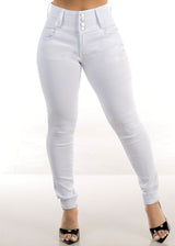 White Butt Lift High Waist Stretchy Skinny Jeans