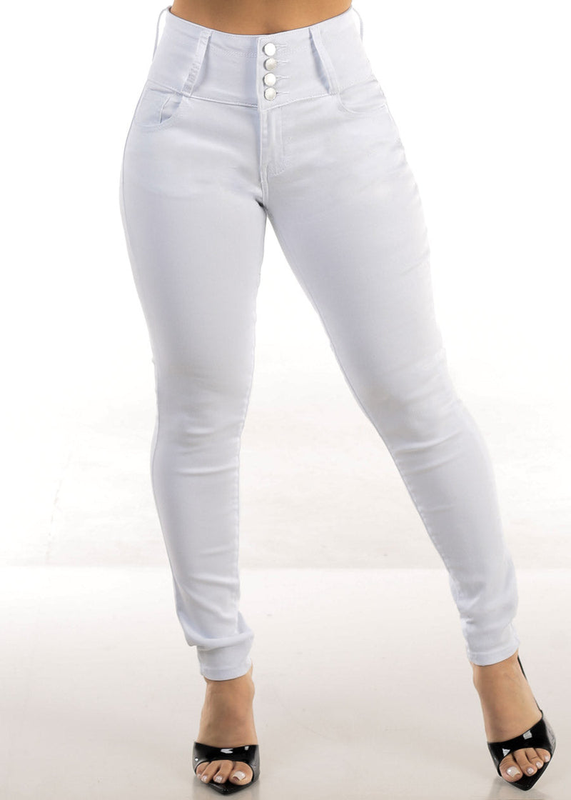 White Butt Lift High Waist Stretchy Skinny Jeans