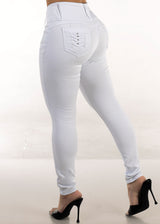 White Butt Lift High Waist Stretchy Skinny Jeans
