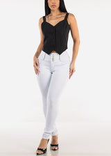 White Butt Lift High Waist Stretchy Skinny Jeans