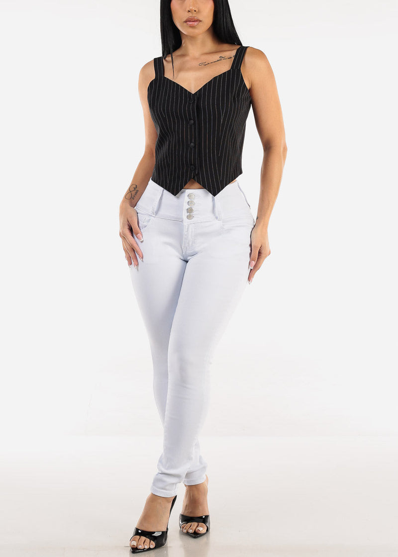 White Butt Lift High Waist Stretchy Skinny Jeans