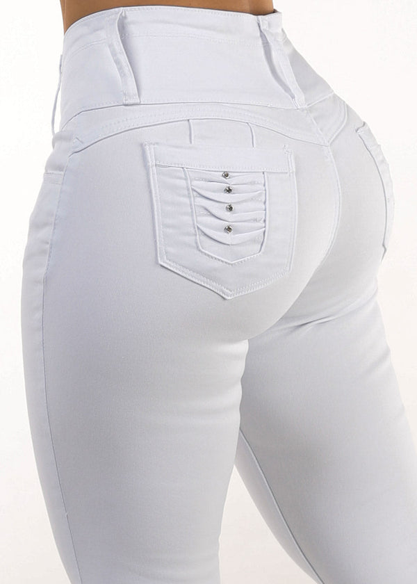 White Butt Lift High Waist Stretchy Skinny Jeans