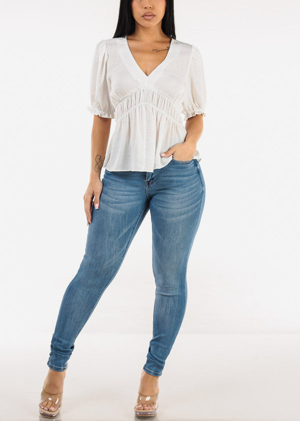 Stretchy Classic High Waisted Skinny Jeans Light Wash
