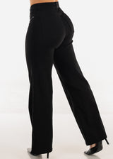 Black High Waist Hyper Stretch Wide Leg Pants