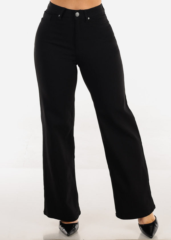 Black High Waist Hyper Stretch Wide Leg Pants