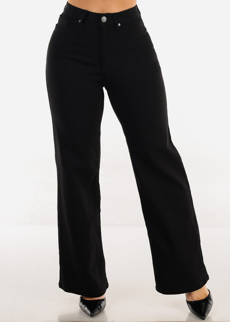 Black High Waist Hyper Stretch Wide Leg Pants
