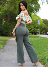 High Waist Hyper Stretch Wide Leg Pants Olive
