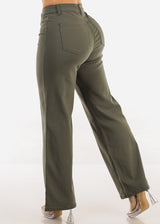 High Waist Hyper Stretch Wide Leg Pants Olive