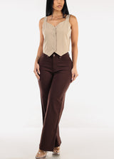 High Waist Hyper Stretch Wide Leg Pants Brown