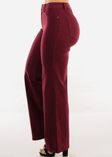 High Waist Hyper Stretch Wide Leg Pants Wine