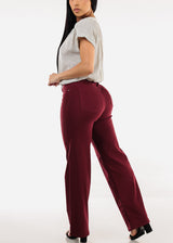 High Waist Hyper Stretch Wide Leg Pants Wine