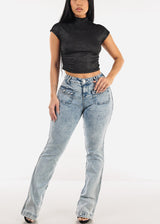 High Waisted Acid Wash Bootcut Jeans