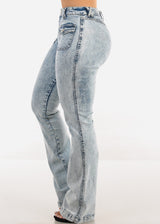 High Waisted Acid Wash Bootcut Jeans