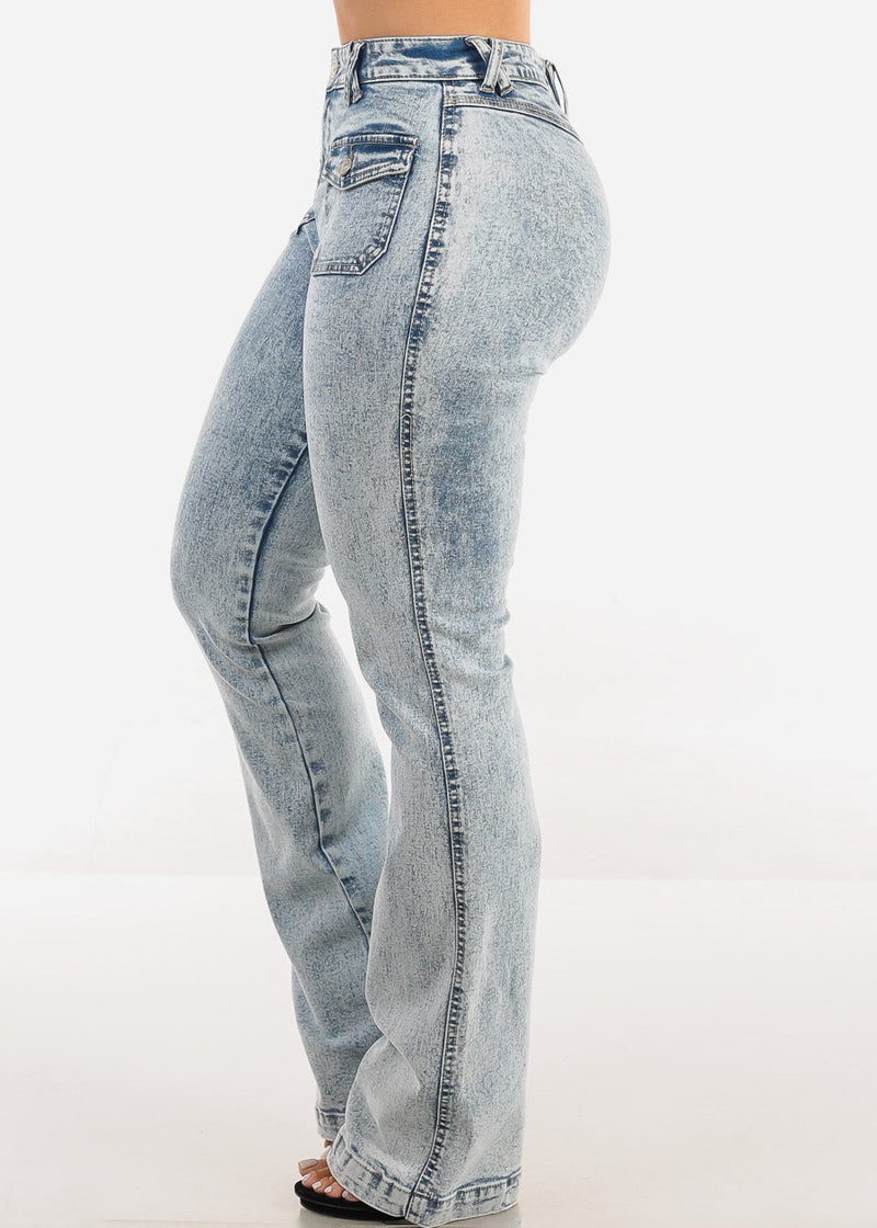 High Waisted Acid Wash Bootcut Jeans