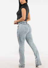 High Waisted Acid Wash Bootcut Jeans