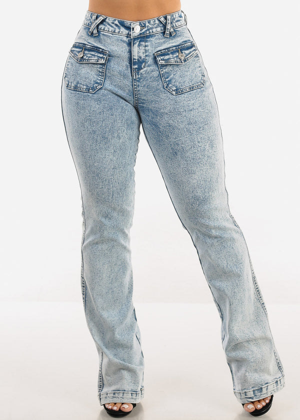 High Waisted Acid Wash Bootcut Jeans