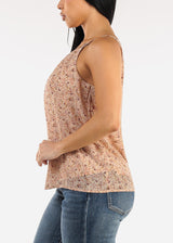 Sleeveless Floral Camisole Blouse Taupe