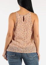 Sleeveless Floral Camisole Blouse Taupe