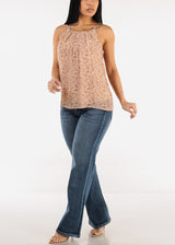 Sleeveless Floral Camisole Blouse Taupe