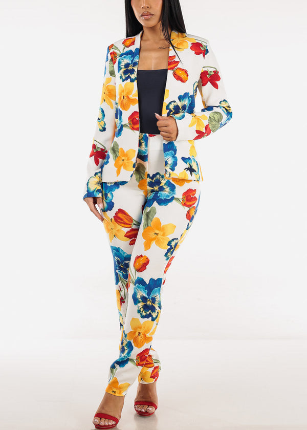 Super High Waist Straight Leg Floral Dressy Pants Multicolor