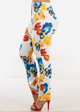 Super High Waist Straight Leg Floral Dressy Pants Multicolor