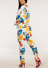 Super High Waist Straight Leg Floral Dressy Pants Multicolor